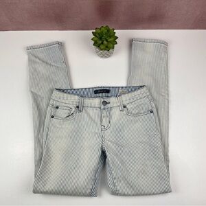 Level 99 Lily Skinny Straight Blue White Stripe Denim Jeans Size 26 Women